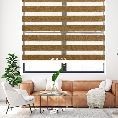 Luxury Cordless Zebra Roller Blind 100% Fabric Window Curtain Shades