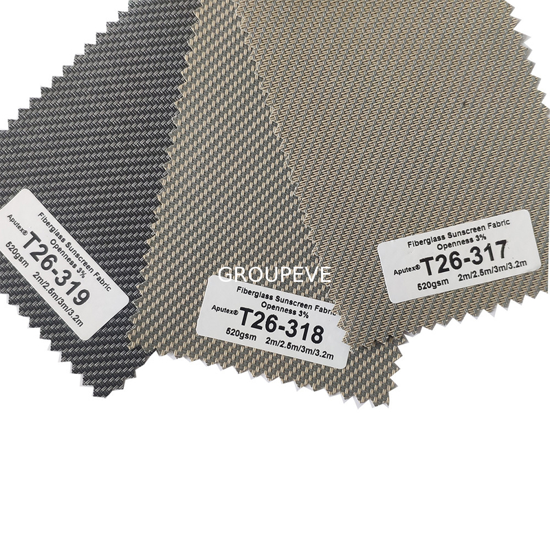 42% Fiberglass 58% PVC Sunscreen Shade Fabric For Roller Blinds 48x46''