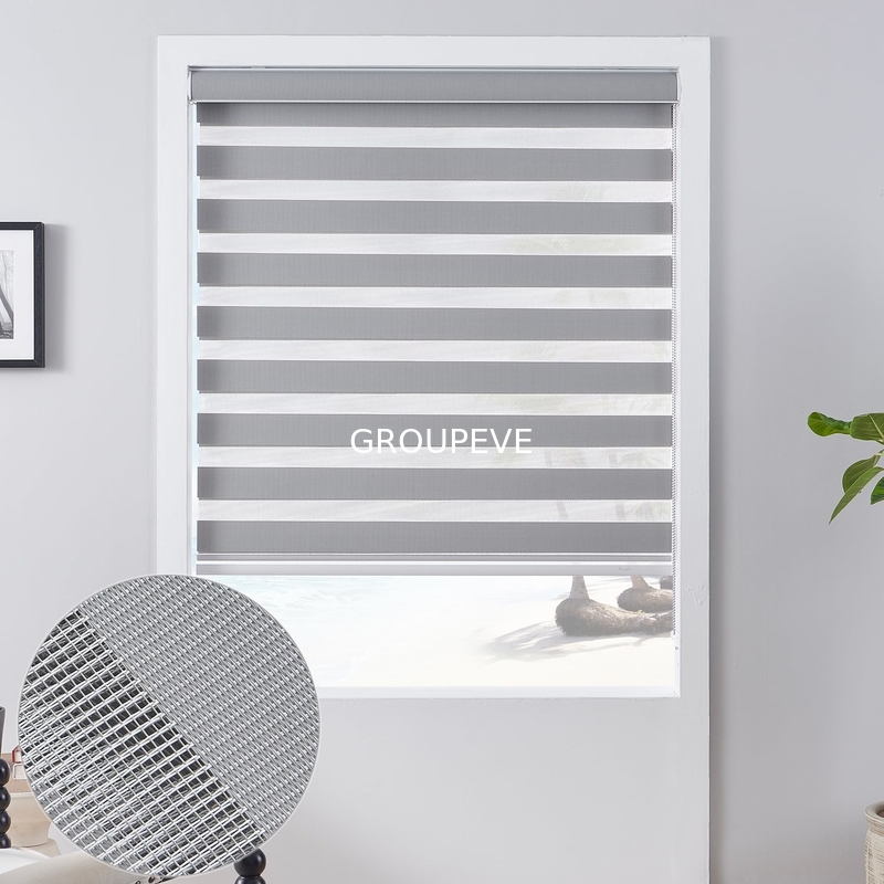 100% Polyester Zebra Blinds With Semi Blackout Texture Stripes For Windows
